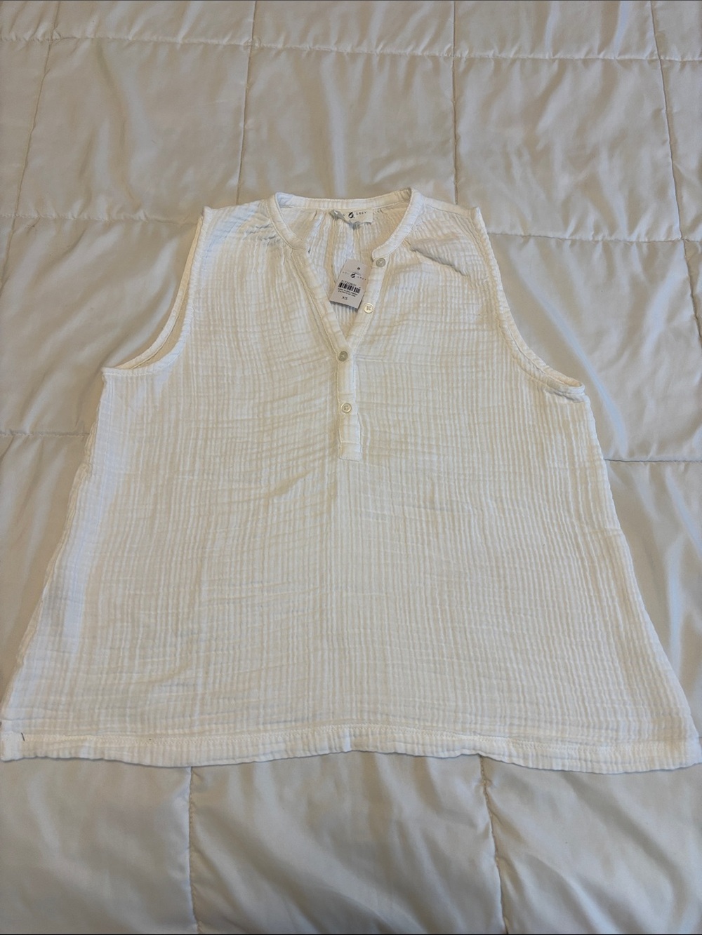Lou & Grey White Gauze Henley Tank